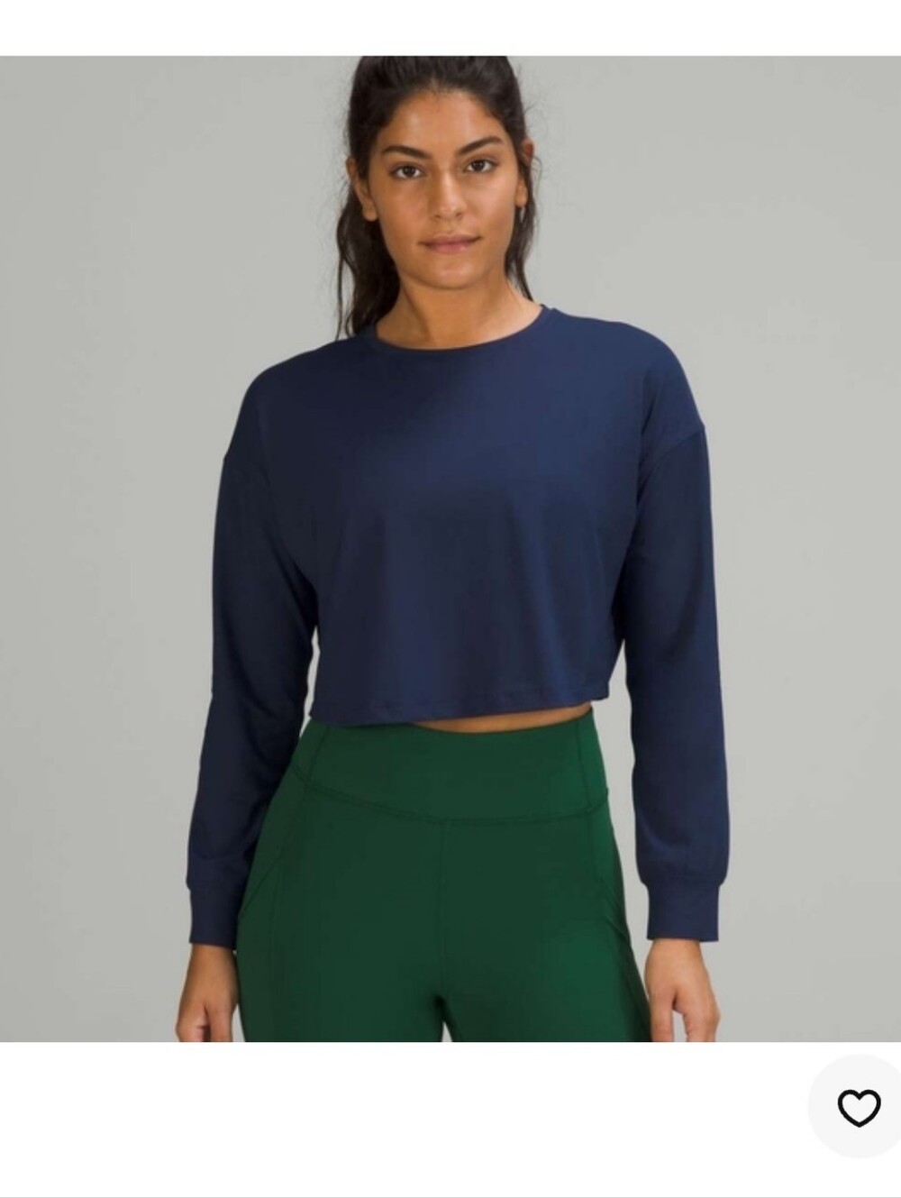 Lululemon Muscle Love Cropped Long-Sleeve Crewneck Top Navy Size 12